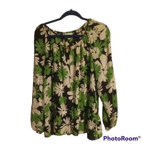 Charter Club xl blouse.  Green, blue,  and white.